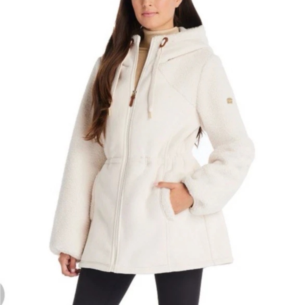Koolaburra by UGG  Ivory Sherpa Jacket Hooded Womens Size Small IVORY